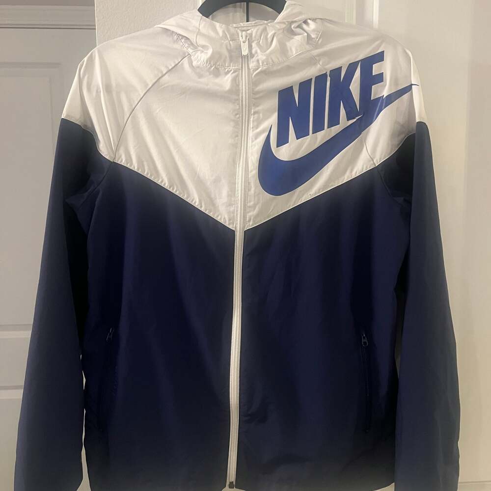 Nike Vintage Blue & White Windbreaker Jacket | 90s Retro Athletic